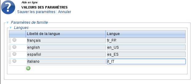 Initialisation de la liste des langues