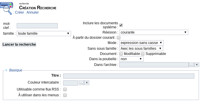 Recherche Simple : document système
