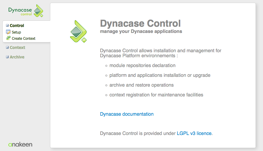 interface Dynacase Control