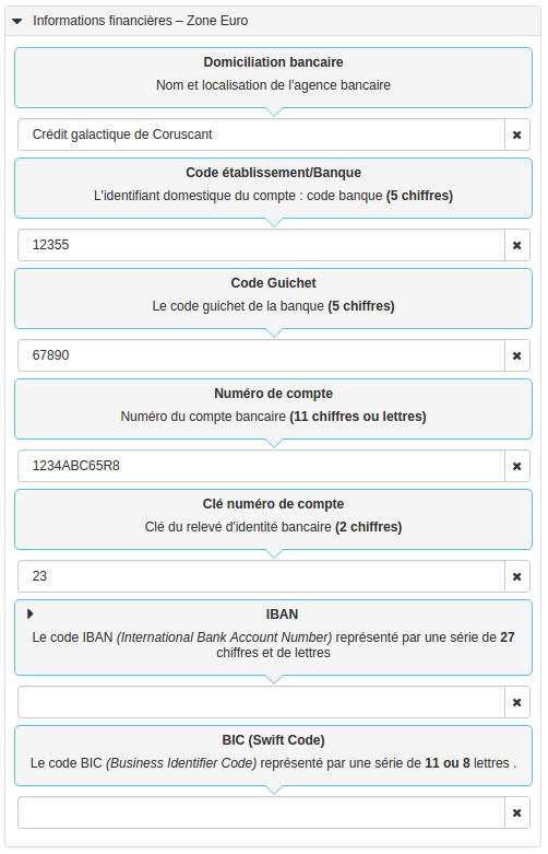 Libellé enrichi avec la description