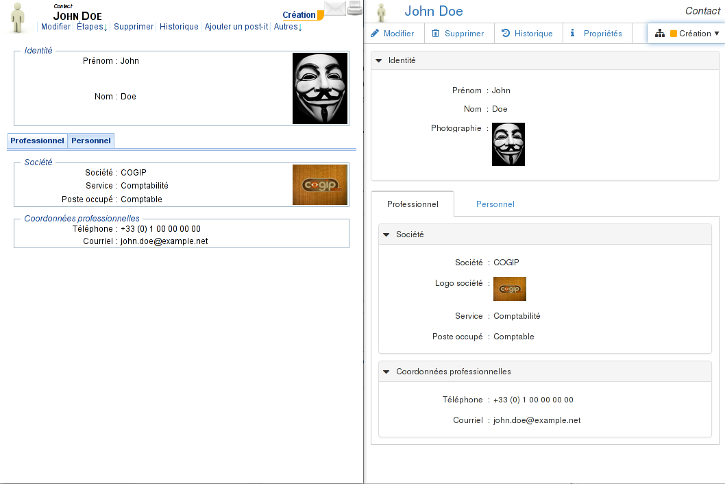 Comparaison des rendus