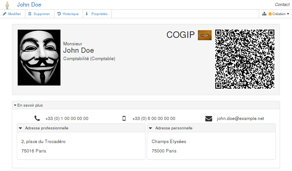 Fiche de contact