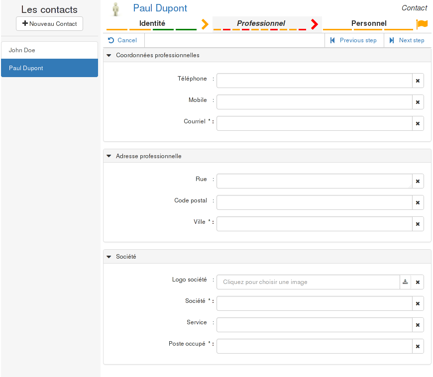 Application de gestion des contacts