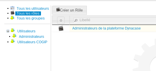 Rôle : liste des rôles