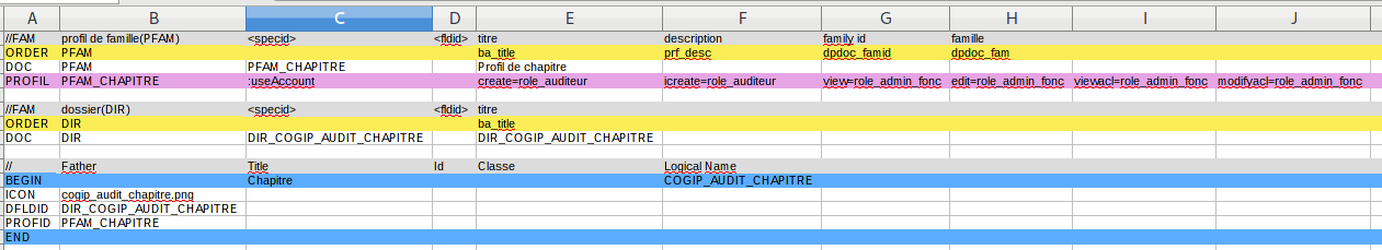 Import chapitre