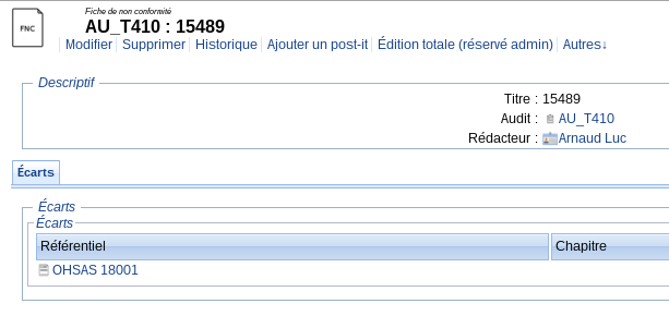 Menu édition admin