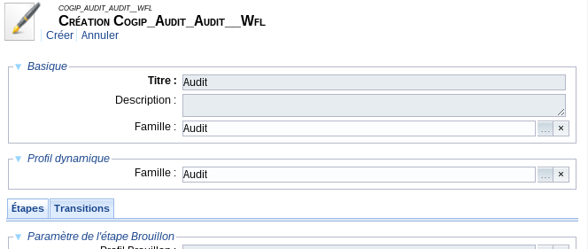 Création workflow