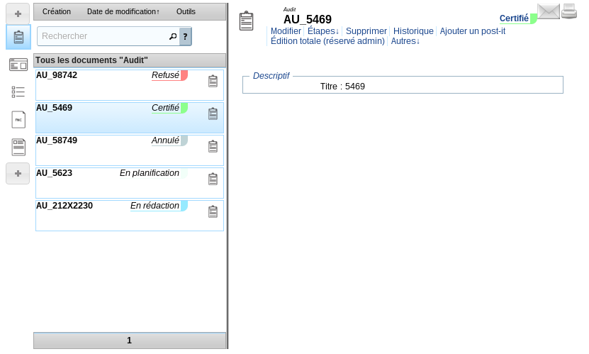 Interface standard : utilisation des couleurs d'étapes