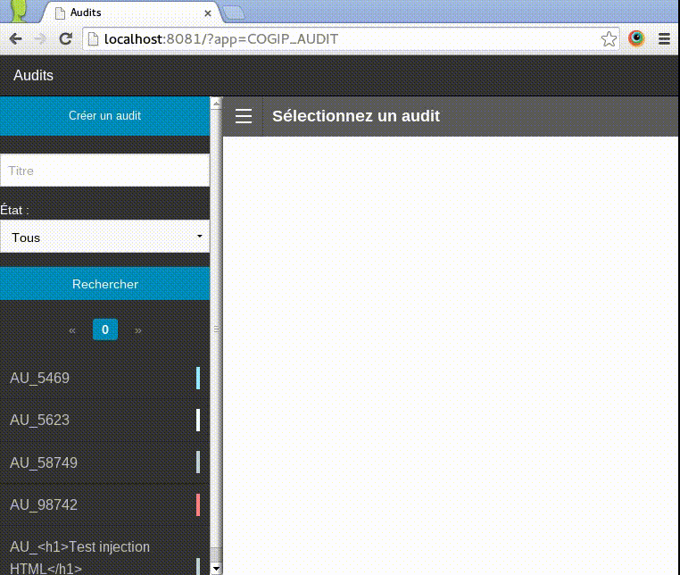 Interface : rendu final