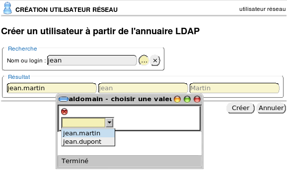 Création d'un LDAPUSER